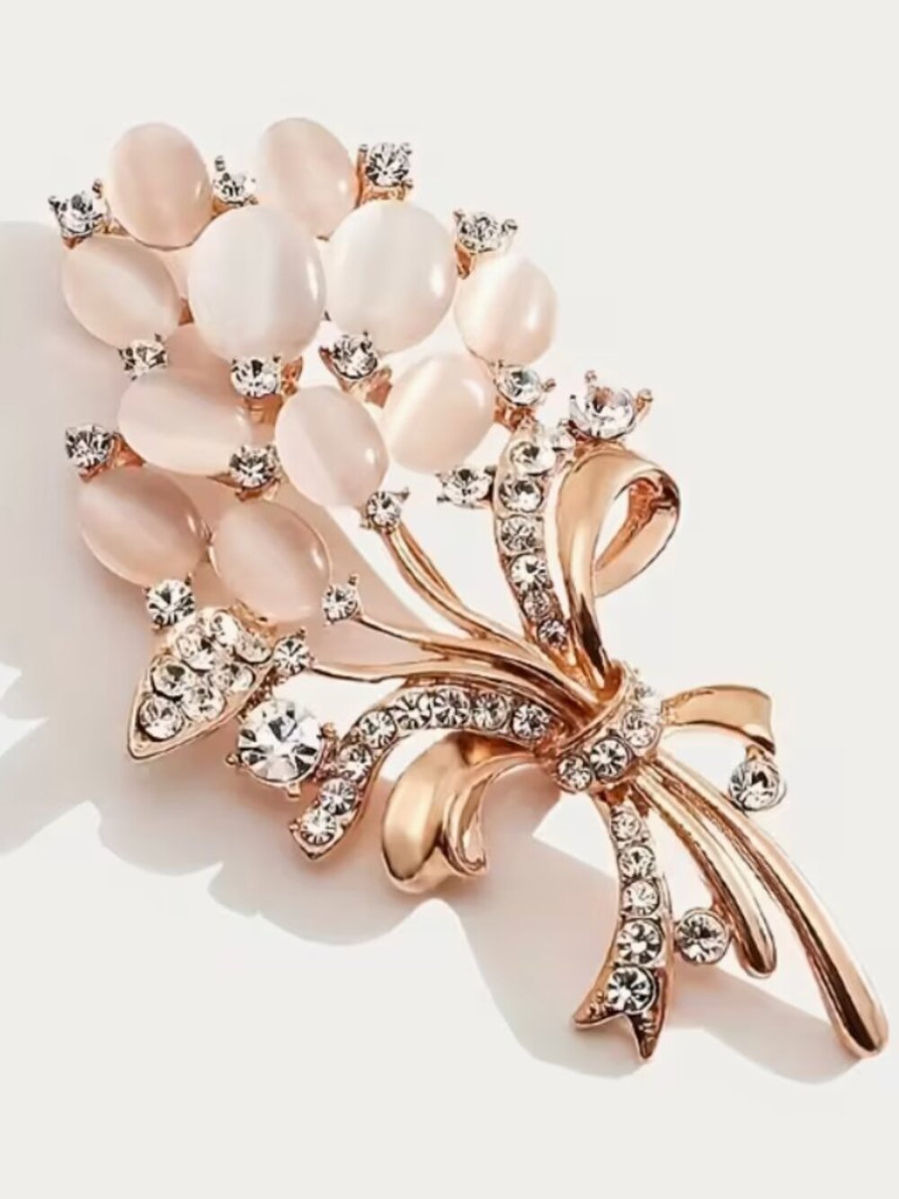Pink Faux Pearl Bouquet Brooch - Picture 3 of 5
